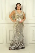 Robe de soirée longue à sequins BB doublée avec manches à pompons perlés