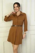 Lycra Double Faux Pocket Shirt Dress