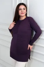 Blouse tunique grande taille pour femme avec détails de boutons sur les manches