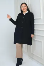 Manteau en maille grande taille pour femme avec poches