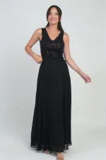 Kadın Beli Lastikli Astarlı Uzun Şifon Etek