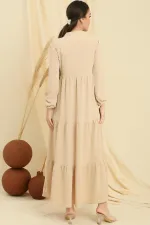 Robe longue hijab avec col en dentelle