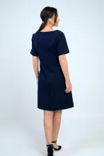 Kadın Kendinden Telalı Biyeli Önü Fermuar Detaylı Kısa Elbise