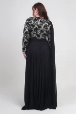 Kadın Kruvaze Yaka Görünümlü Pullu Astarlı Şifon Uzun B.B. Elbise