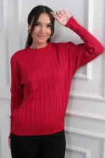 Chemisier à manches boutonnées pour femme, en maille côtelée