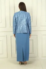 Sequin Jacket, Half-Sleeve Lined Crepe Dress, Plus Size 2-Piece Set