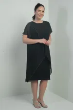 Robe pailletée en mousseline de soie et lycra pour femme, grande taille, avec détails en pierre