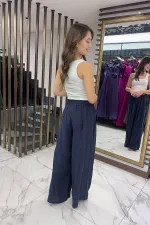 Kadın Beli Lastikli Cepli Lyocell Palazzo Pantolon