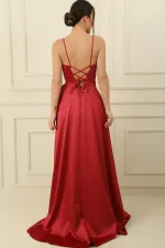 Long Satin Dress with Rope Straps and Lining