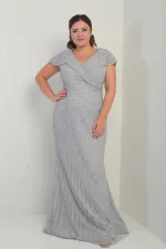 Robe sirène doublée à imprimé pierres, décolleté en V devant et dos, grandes tailles