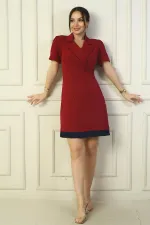 Double-breasted Button-down Pleated Hem Dress