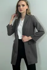 Shawl Collar Lycra Long Jacket