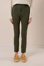 En Boy Likralı Önü Sahte Cepli Pantolon