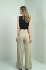 Pantalon palazzo taille haute en crêpe scuba pour femme