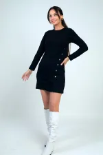 Robe courte à boutons-pression pour femme