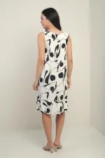 Women's V-Neck Patterned Ruffle Skirt Comfortable Fit Dress