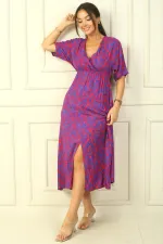 Patterned Double-Breasted Printed Viscose Dress