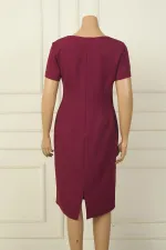 Kadın Yarım Kollu Astarlı Büyük Beden Krep Elbise