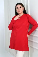 Blouse tunique grande taille à col rond pour femme