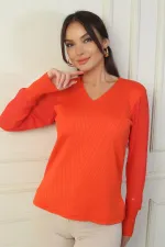 Pull sans manches en mousseline à col en V pour femme