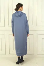 Kadın Yaka Fermuarlı Kapüşonlu Torba Cepli Rahat Kalıp Oysho Uzun  Elbise