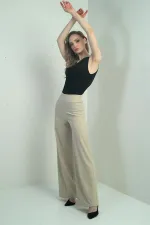 Pantalon palazzo taille haute en crêpe scuba pour femme