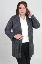 Kadın Şal Yaka Karyağdı Büyük Beden Kaşe Ceket
