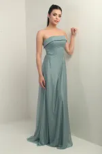 Robe longue en tulle pour femme avec col rembourré et doublure