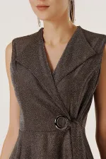 Double-Breasted, Belted, Glittery Dress