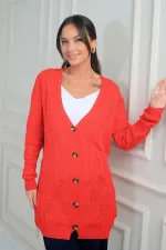 Gilet mercerisé décontracté à col en V et boutons pour femme