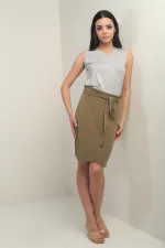 Women's Belted Wrap-Around Lyocell Short Skirt