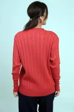 Chemisier à manches boutonnées pour femme, en maille côtelée