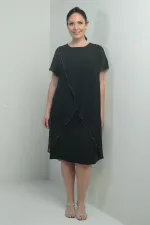 Robe pailletée en mousseline de soie et lycra pour femme, grande taille, avec détails en pierre