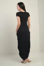 Women's Round Neck, Pocketed, Lycra Harem Dress