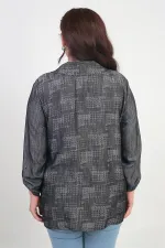 Kadın Kol Katlamalı Önü Fermuarlı Büyük Beden Ceket