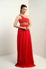 Robe longue asymétrique en mousseline pour femme, avec doublure tissée sur le devant