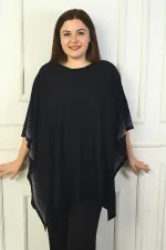 Poncho grande taille pour femme orné de pierres sur les côtés