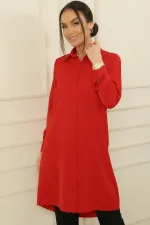 Fake Pocket Button-Front Charmi Shirt Tunic