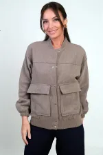 Veste bomber en cachemire à poches et taille élastique