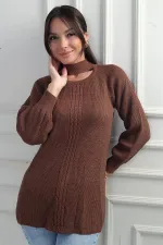 Pull tunique de sport à col bas et motif tricoté