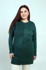 Blouse tunique grande taille pour femme avec détails de boutons sur les manches