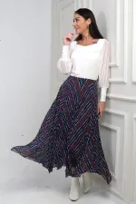 Jupe midi triangle en maille à carreaux doublée et taille élastique pour femme