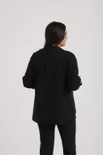 Ensemble 2 pièces pour femme : blouse sans manches en lycra à manches repliées et veste ornée de sequins, grandes tailles.