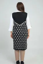 Gilet long en maille grande taille à motif géométrique et poches pour femme
