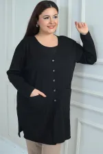 Gilet côtelé en lycra grande taille pour femme avec poches