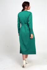 Gilet long pour femme avec manches boutonnées, poches et fentes latérales