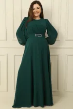 Robe longue hijab grande taille doublée avec col croisé et ceinture