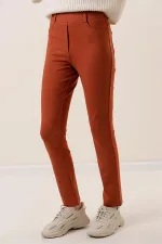 En Boy Likralı Önü Sahte Cepli Pantolon