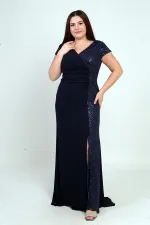 Robe longue en mousseline de soie grande taille, doublée, à double boutonnage et ornée de perles sur les côtés