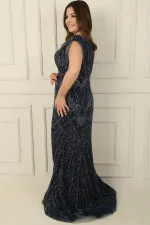 Robe sirène grande taille ornée de perles et doublée